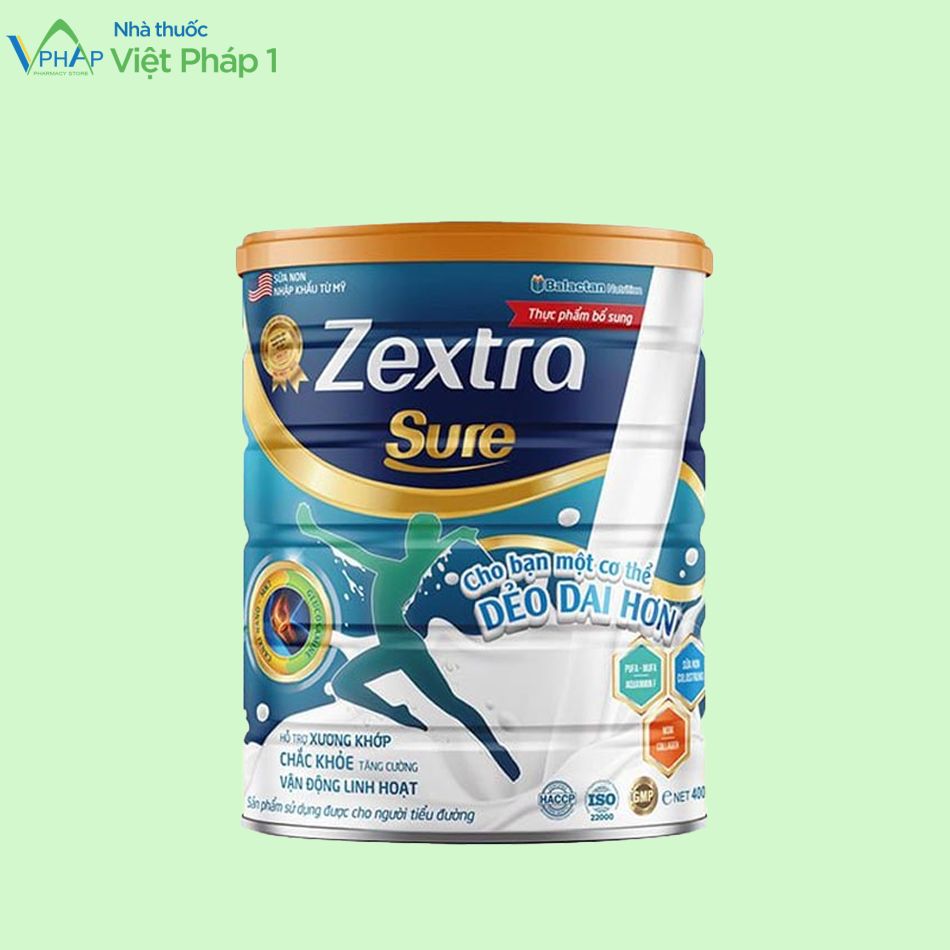 Hình ảnh mặt trước của hộp sữa Zextra Sure
