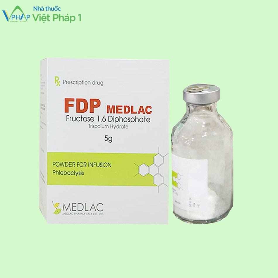 Hình ảnh hộp và lọ thuốc bột pha tiêm FDP Medlac