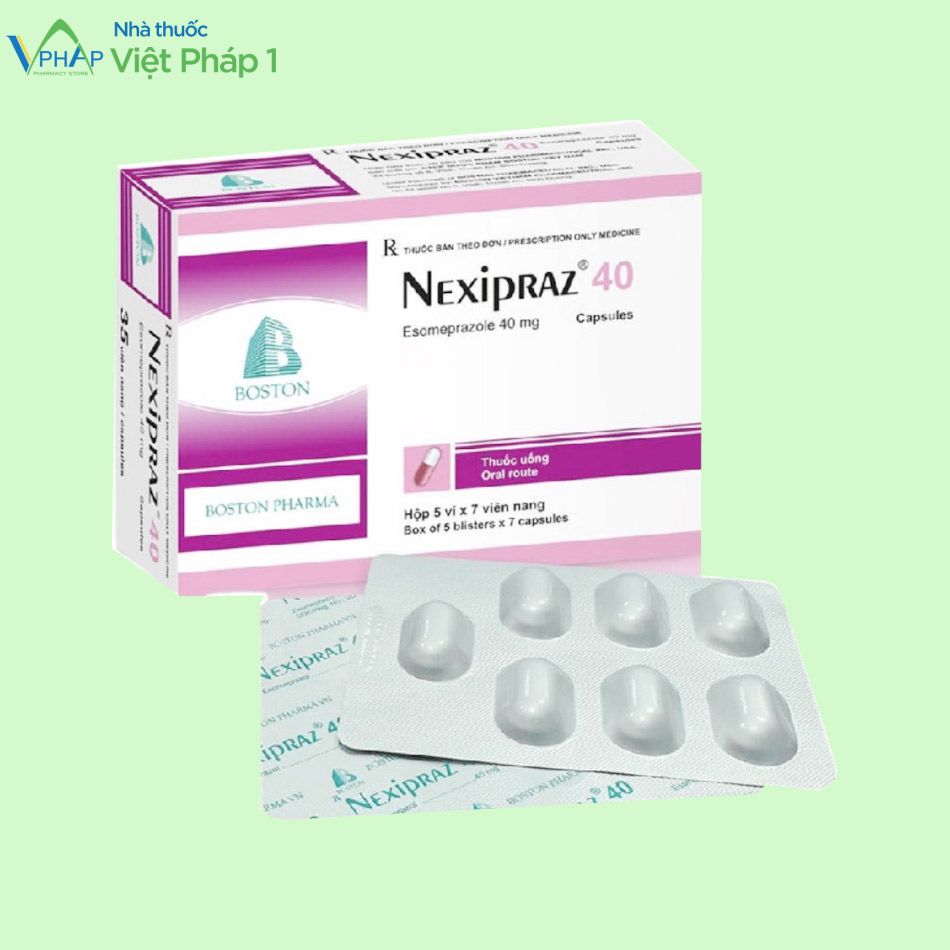 Sản phẩm thuốc Nexipraz 40 mg điều trị các triệu chứng của viêm loét dạ dày, tá tràng