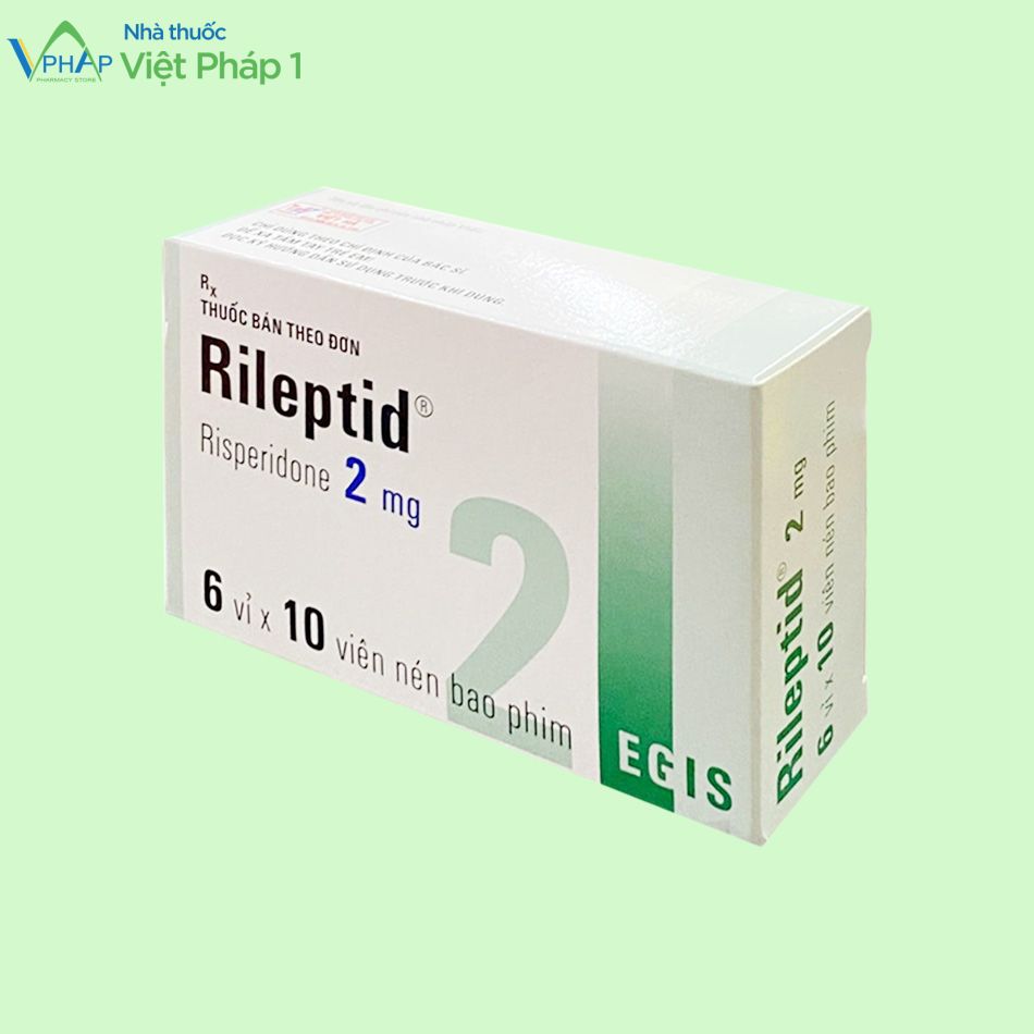 Mặt nghiêng của hộp thuốc Rileptid 2mg