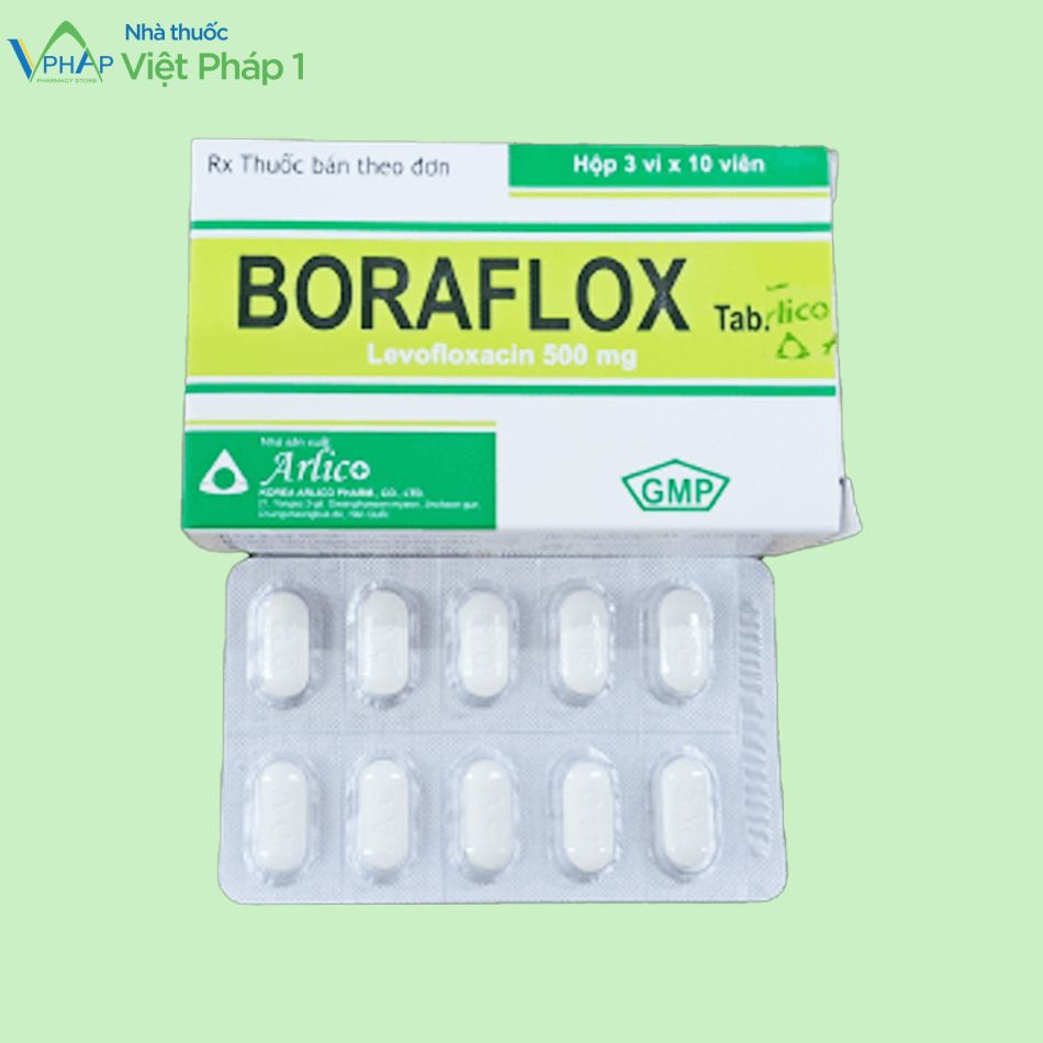 Hình ảnh: Hộp của thuốc Boraflox 500mg