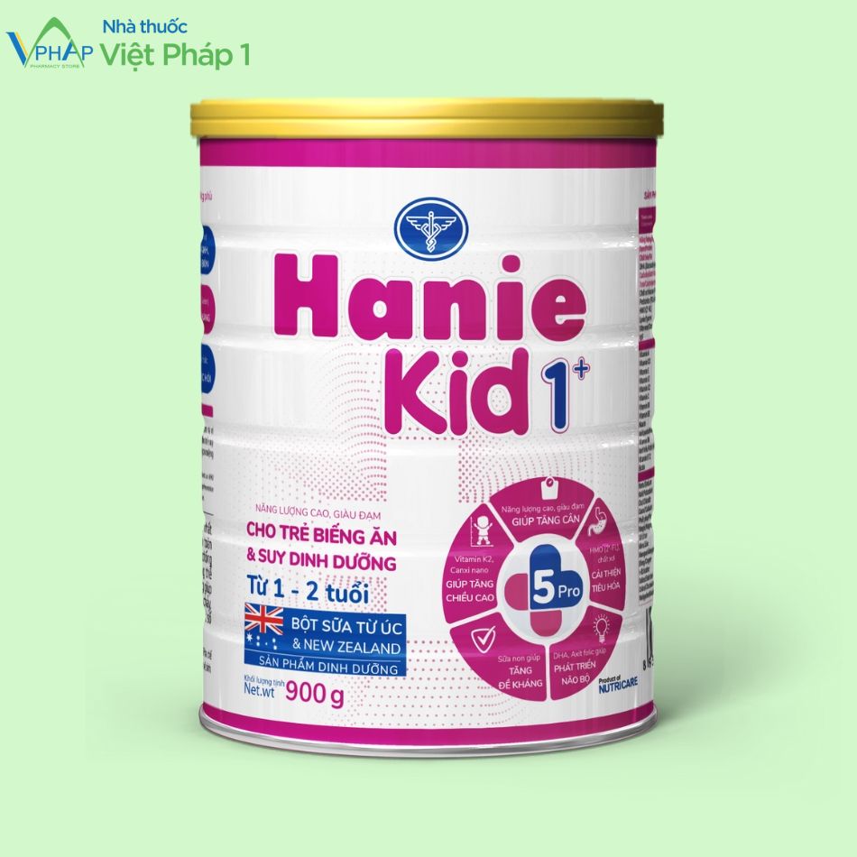 Hình ảnh hộp sữa Hanie Kid cho trẻ từ 1 - 2 tuổi
