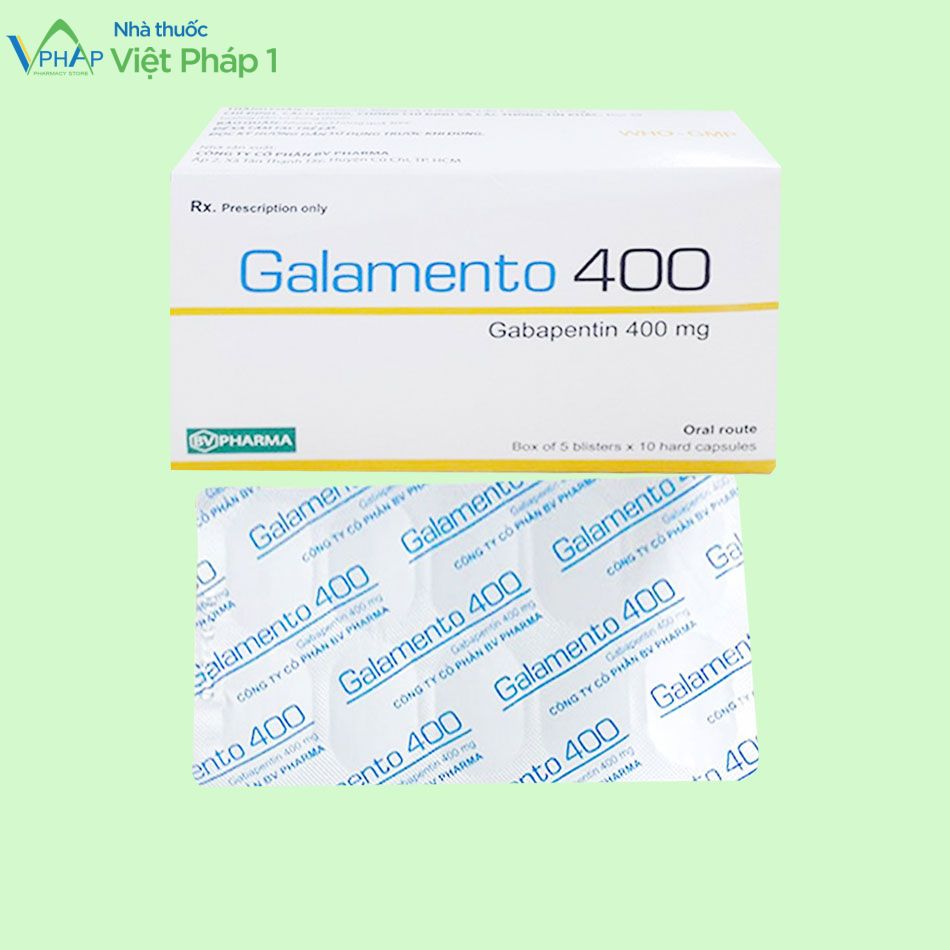 Hình ảnh vỉ và hộp thuốc Galamento 400
