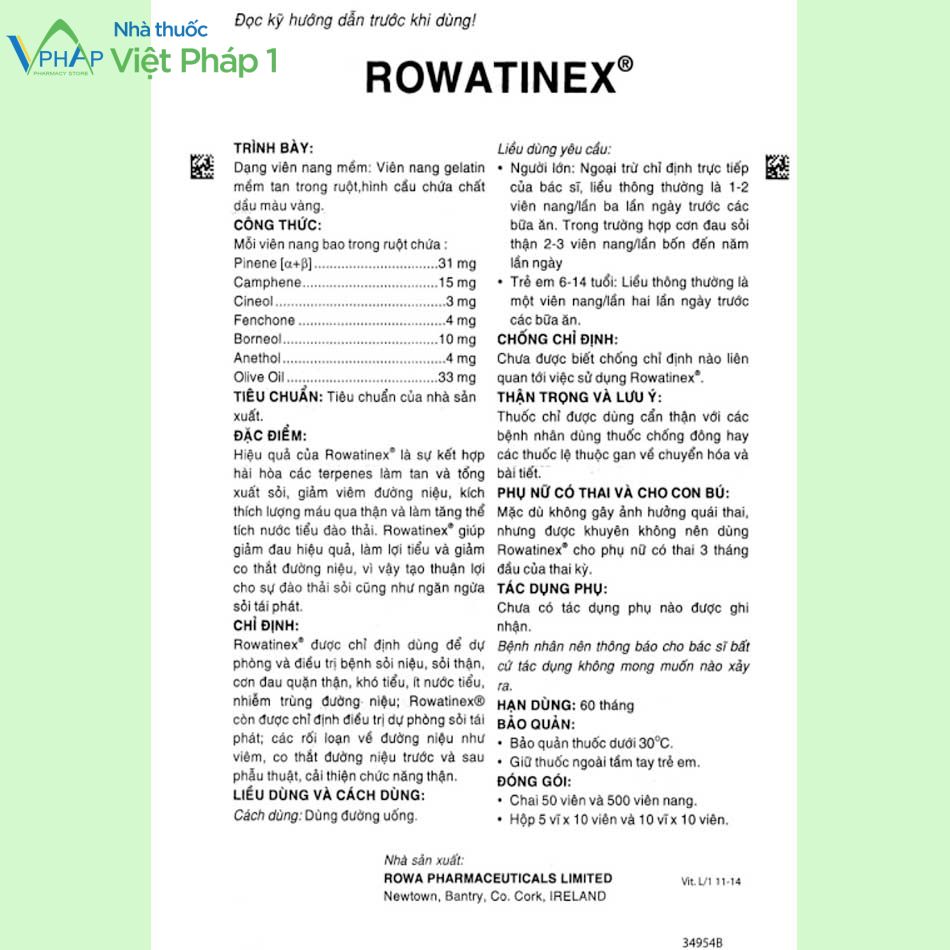 Hướng dẫn sử dụng thuốc Rowatinex