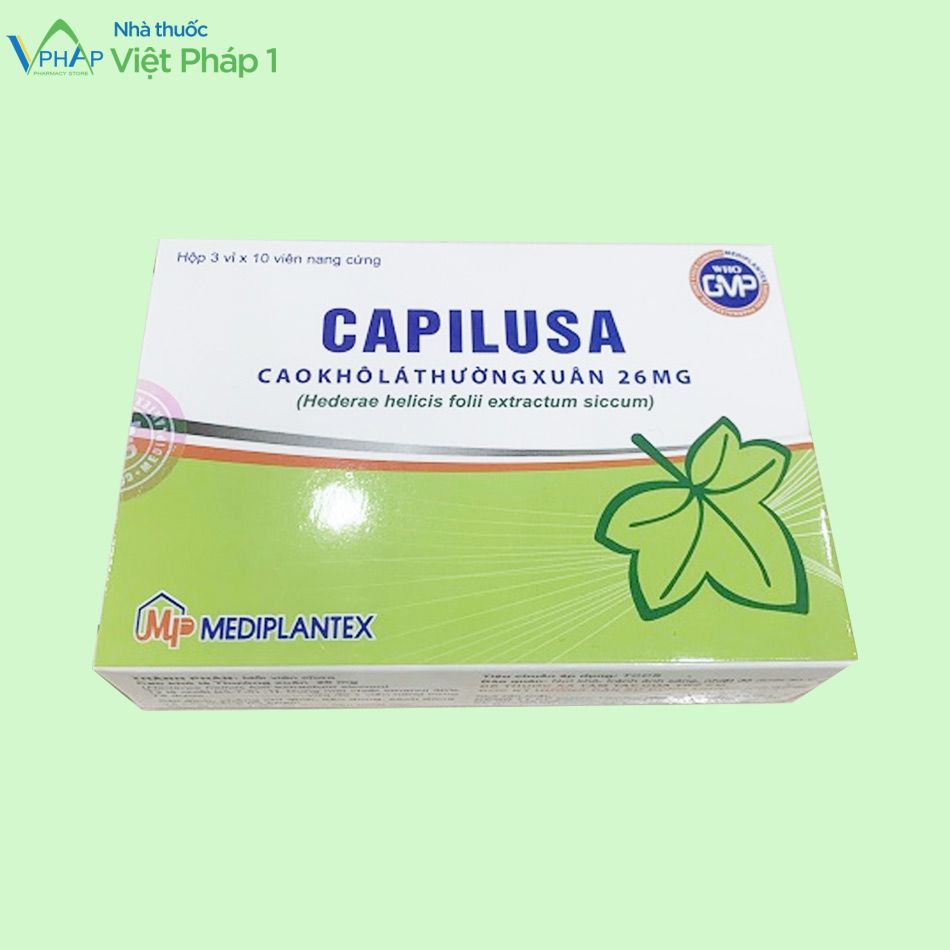 Hình ảnh: Hộp thuốc Capilusa được chiết xuất từ các loại thảo dược