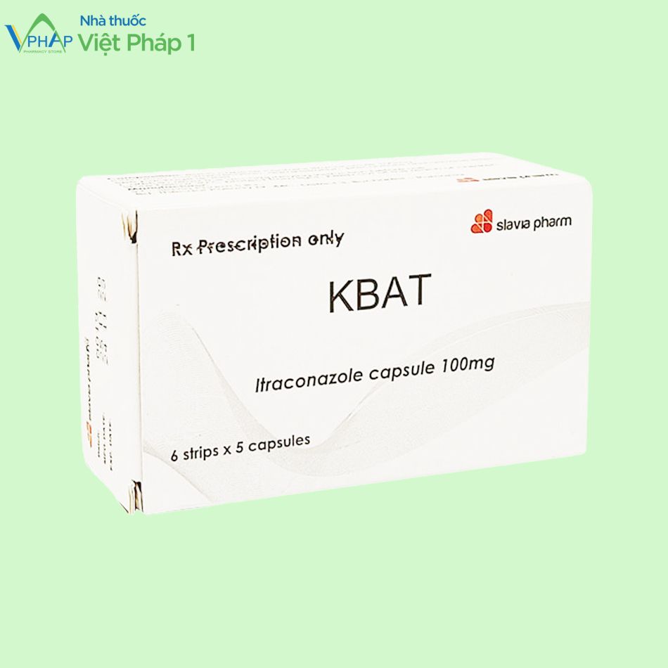 Góc nghiêng của hộp thuốc Kbat 100