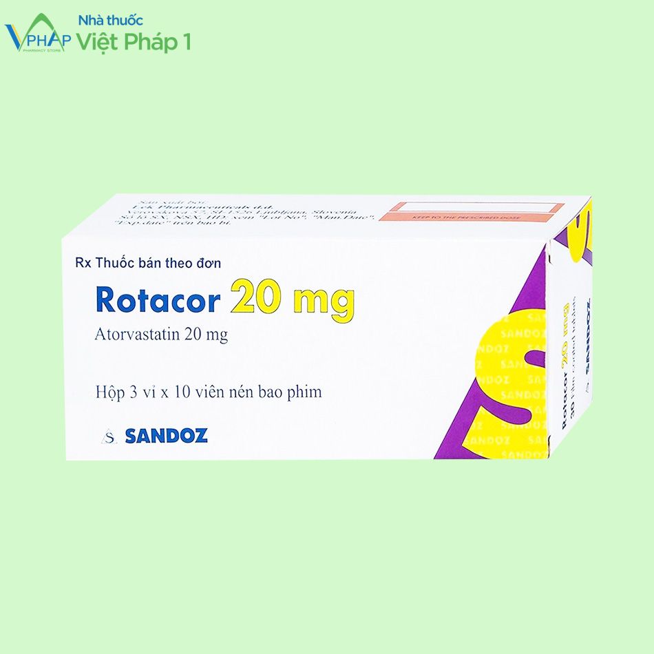 Hình ảnh hộp thuốc Rotacor 20mg