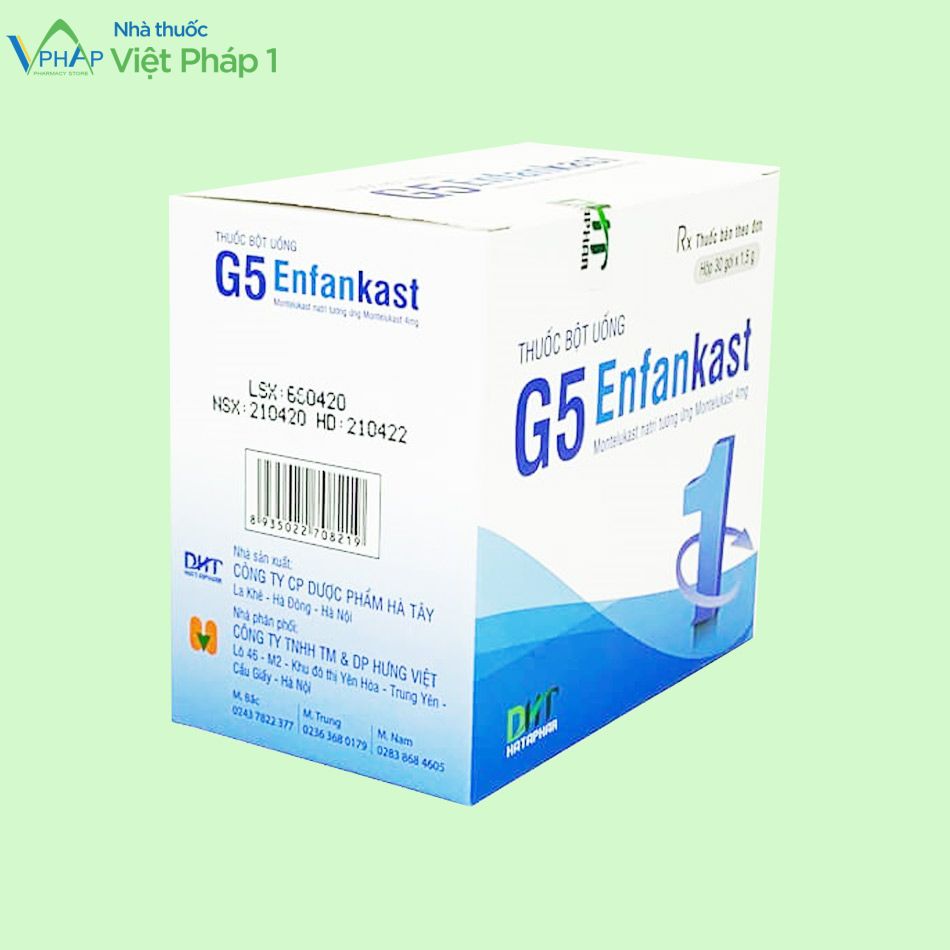 Mặt nghiêng của hộp thuốc G5 Enfankast