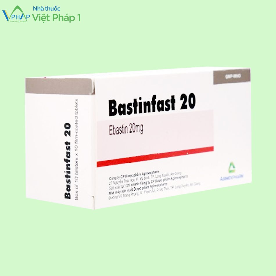 Mặt nghiêng của hộp thuốc Bastinfast 20