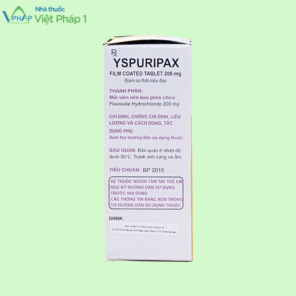 Thành phần của thuốc Yspuripax 200mg