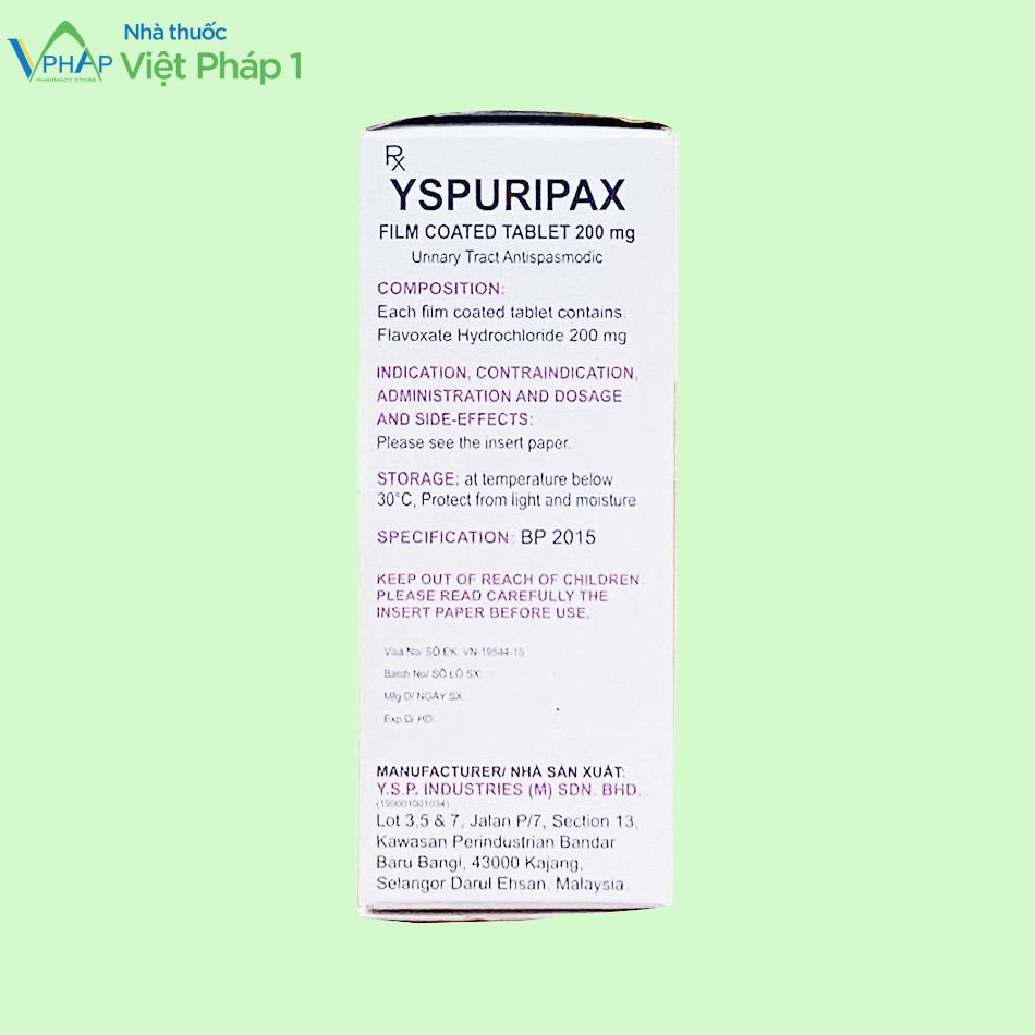Thông tin của thuốc Yspuripax 200mg