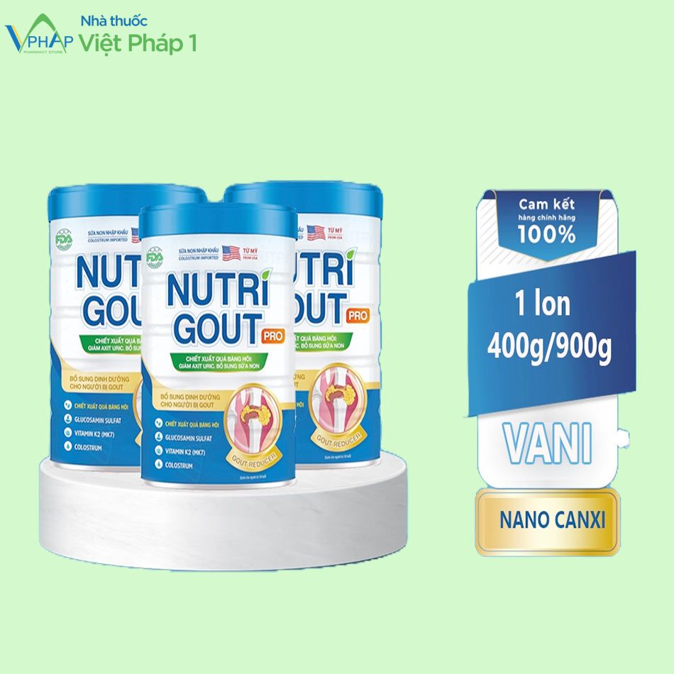Nutri Gout Pro nguyên liệu sữa non nhập khẩu từ Mỹ