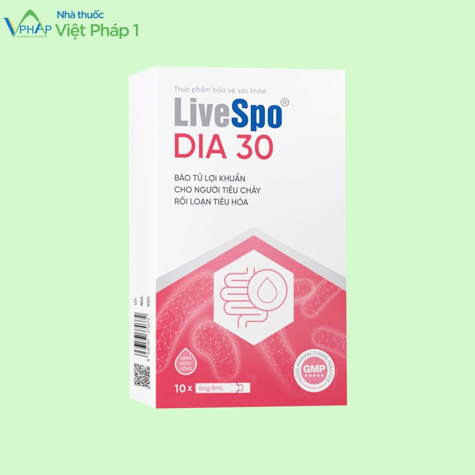 LiveSpo Dia 30 hỗ trợ điều trị rối loạn tiêu hóa