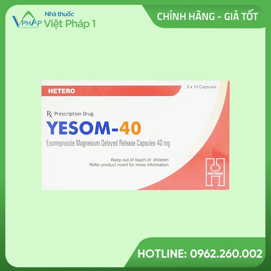 Hình ảnh của hộp thuốc Yesom 40mg