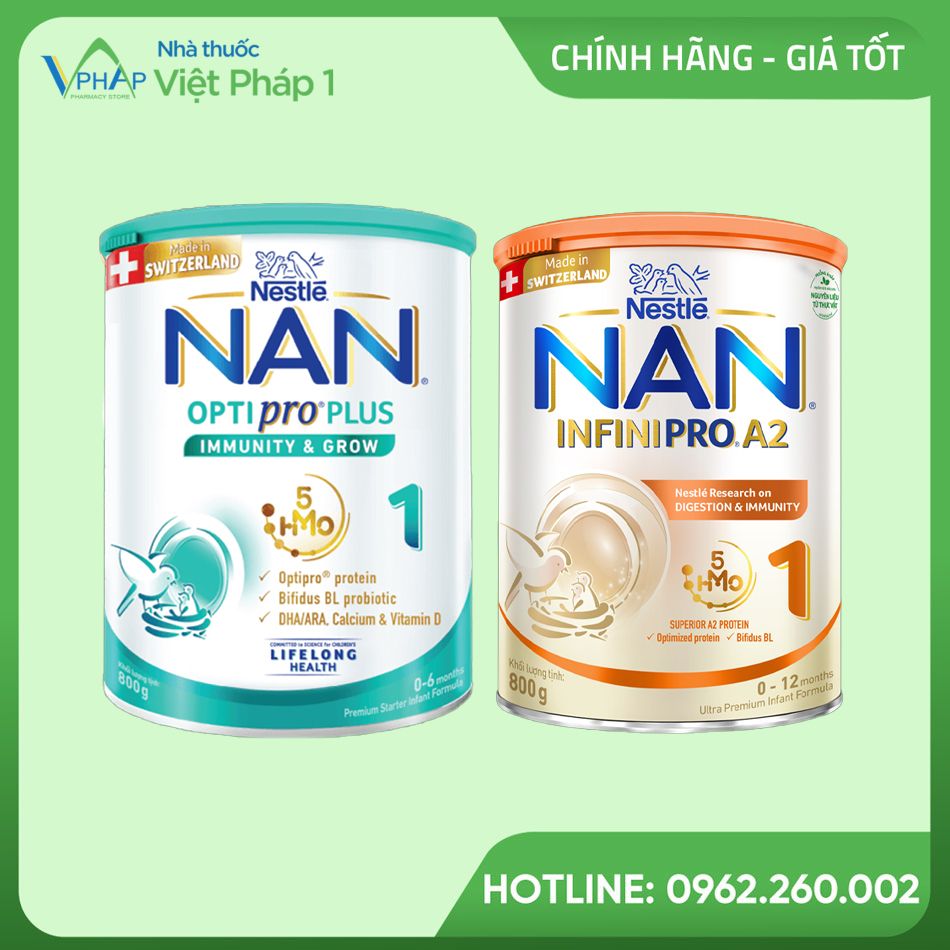 Hình ảnh sữa Nan Optipro Plus và Nan Infinipro A2