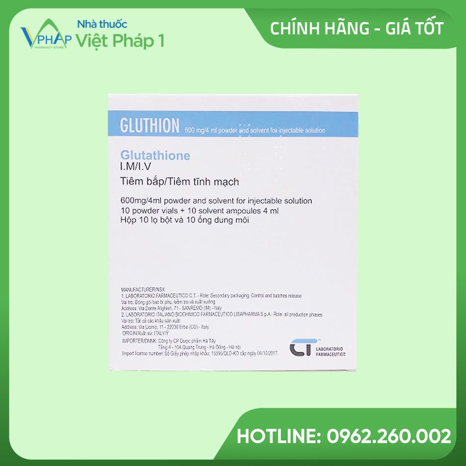 Hình ảnh của hộp thuốc Gluthion 600mg/4ml