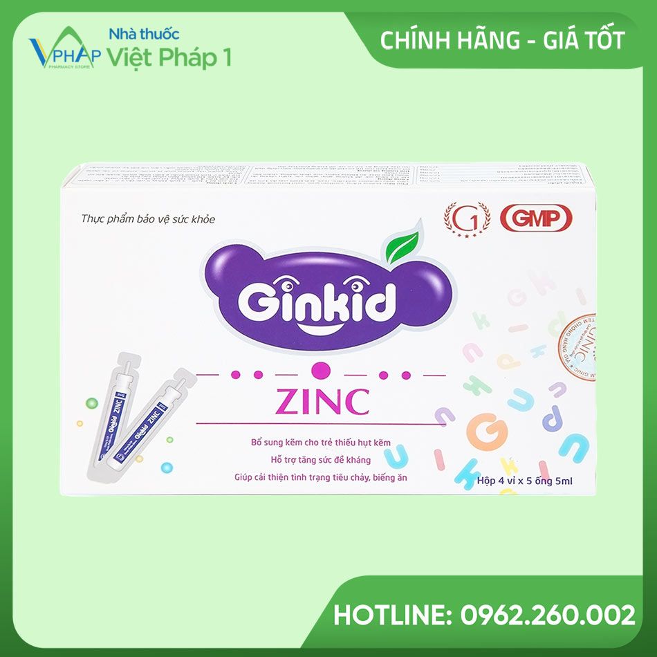 Hộp 4 vỉ 5 ống Ginkid ZinC