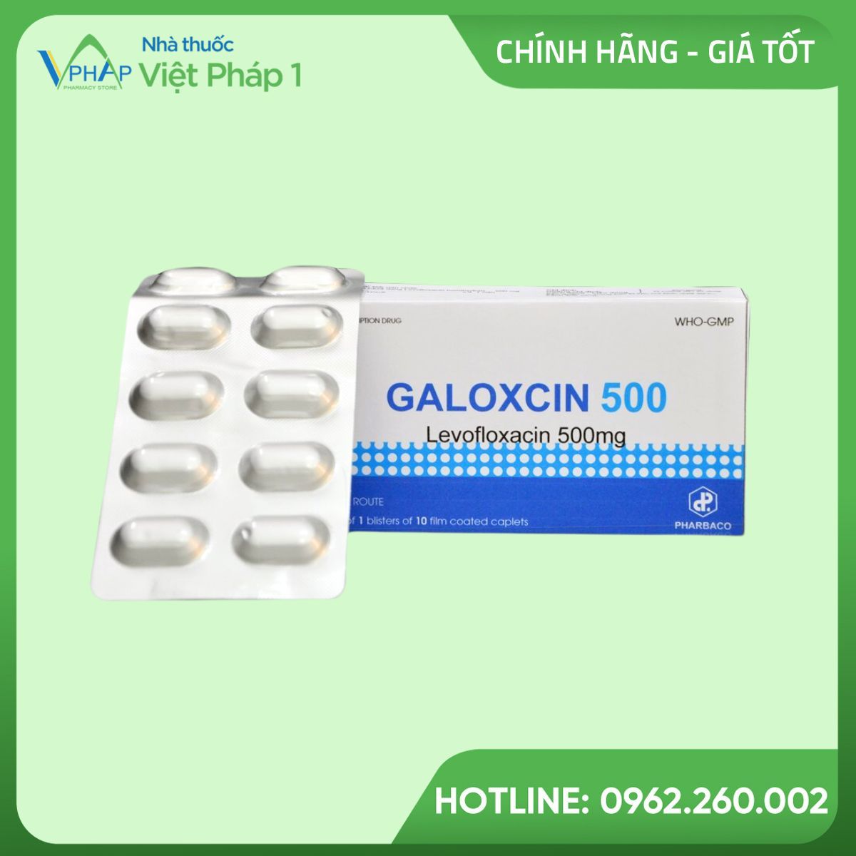 Hình ảnh hộp và vỉ thuốc Galoxcin 500
