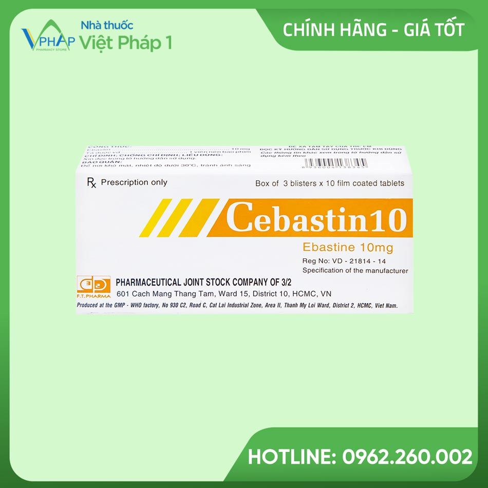 Hình ảnh của hộp thuốc Cebastin 10