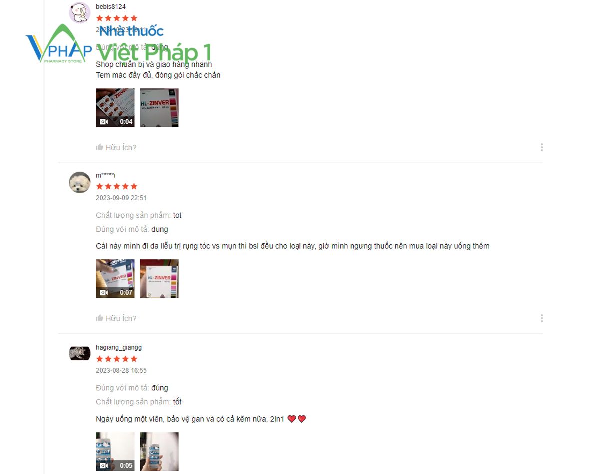Review của khách hàng về sản phẩm HL-Zinver