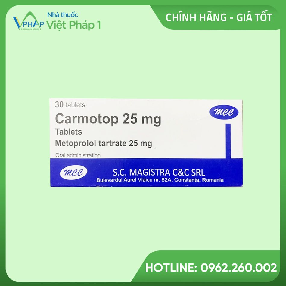 Hình ảnh của hộp thuốc Carmotop 25mg