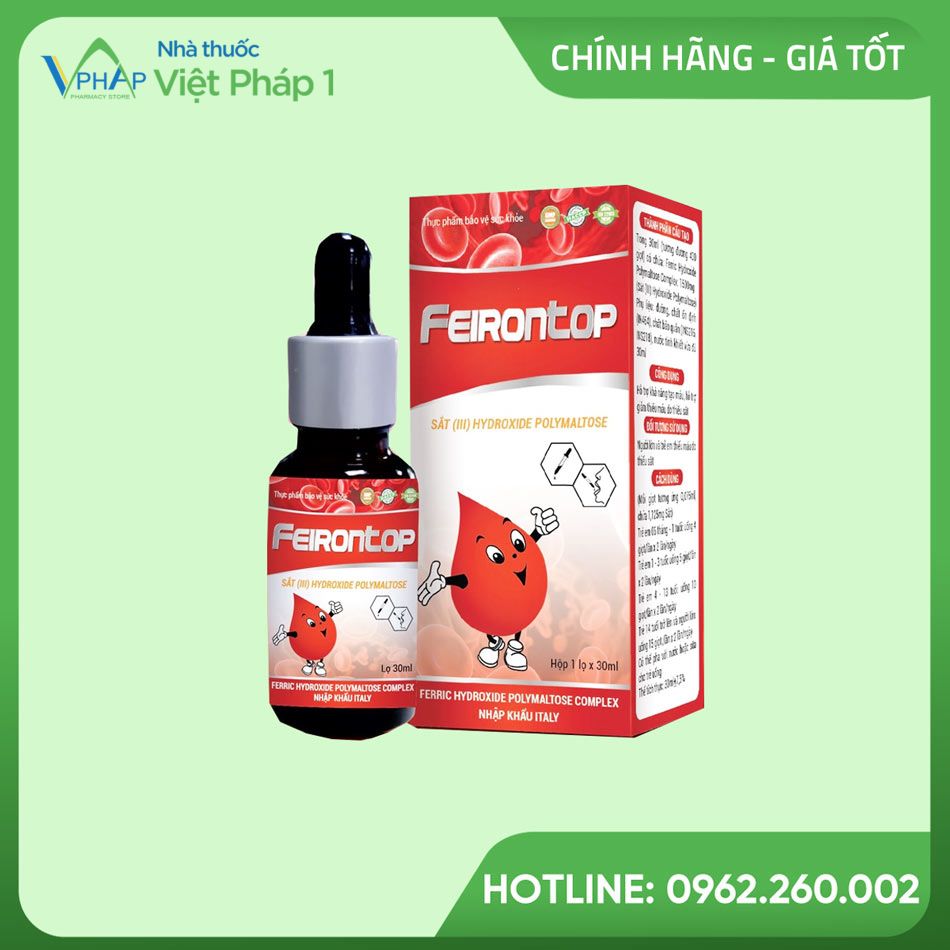 Hình ảnh hộp và lọ của sản phẩm Feirontop