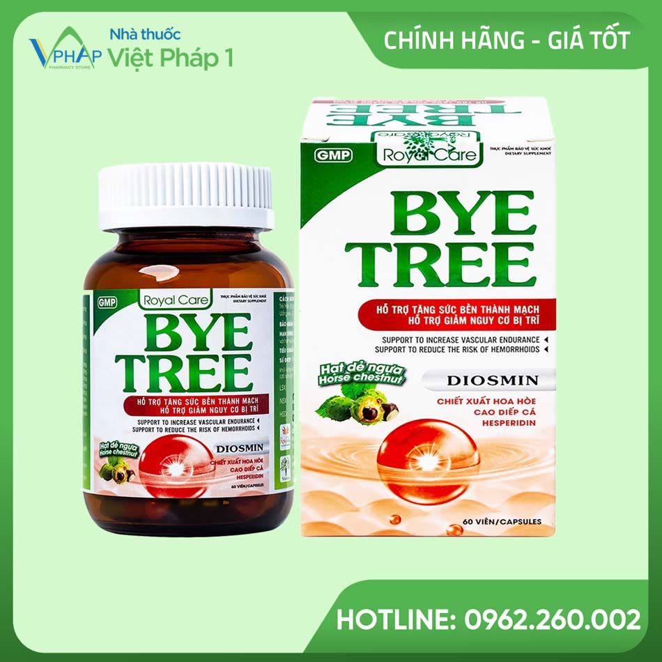 Hình ảnh của hộp và lọ sản phẩm Bye Tree