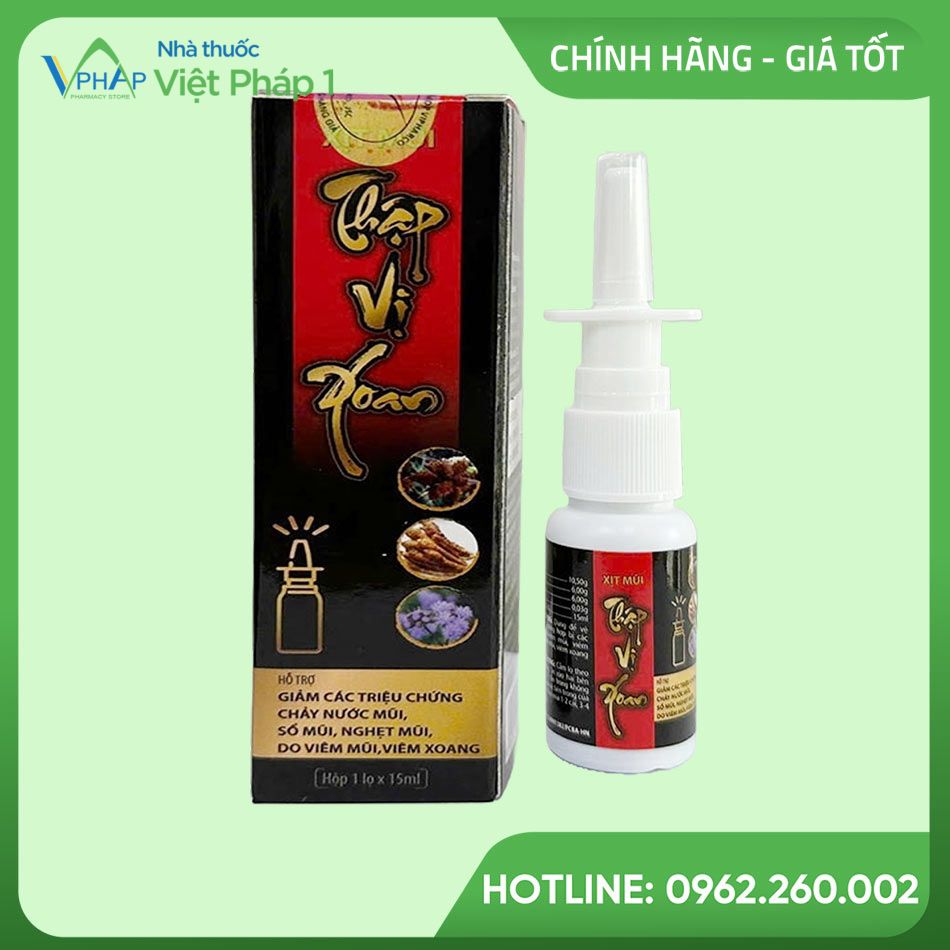 Hộp và lọ xịt mũi Thập vị xoan