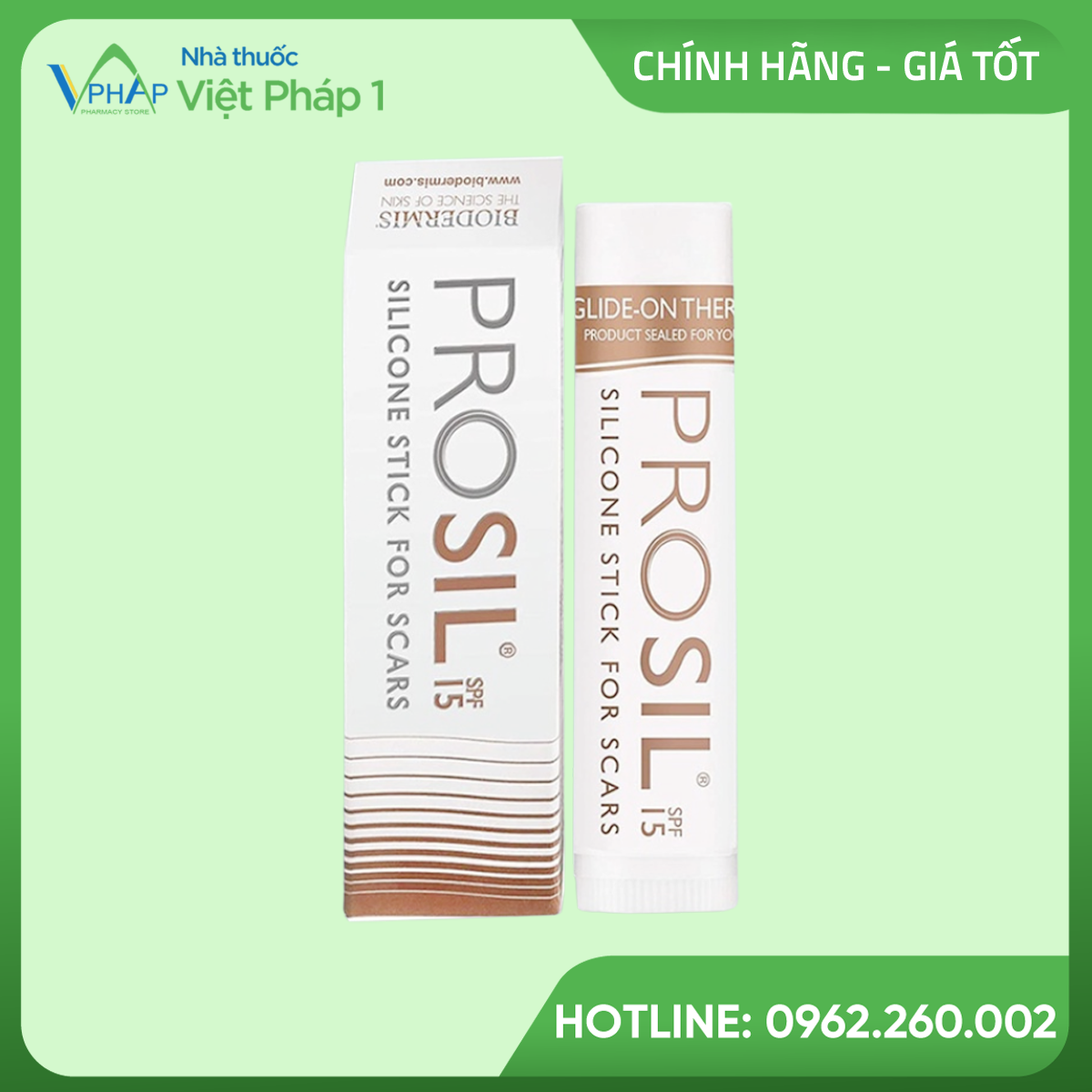 Hình ảnh hộp và thỏi sản phẩm Prosil SPF 15