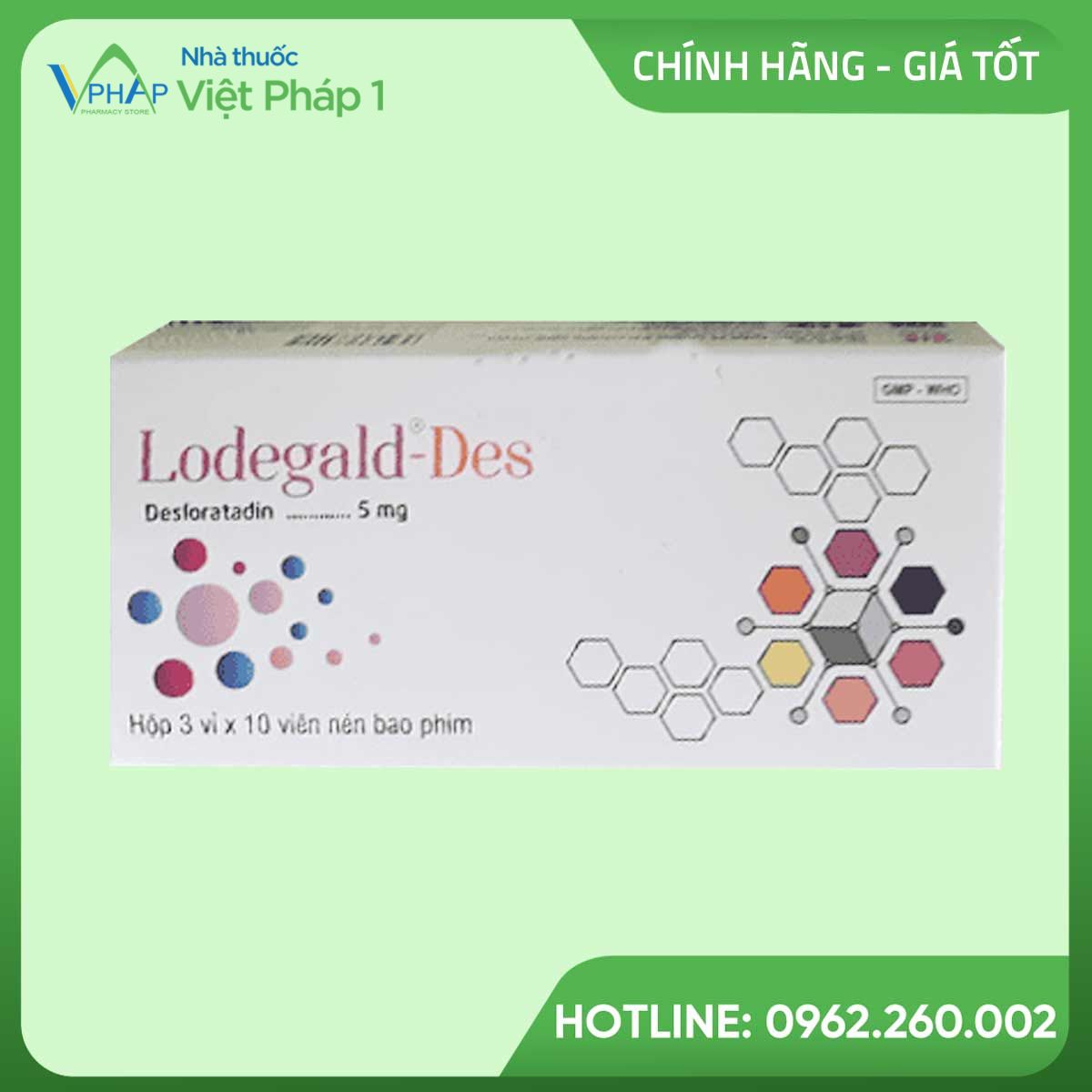 Hình ảnh: Hộp 30 viên nén bao phim Lodegald-Des