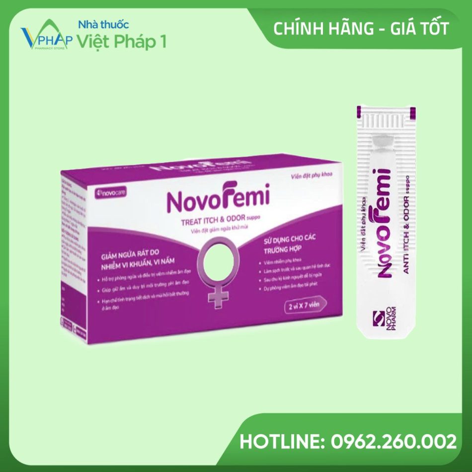 Hình ảnh hộp và gói sản phẩm NovoFemi