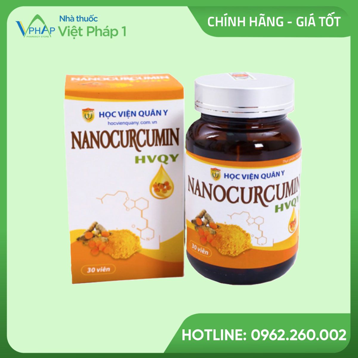 Hộp và lọ Lọ sản phẩm sản phẩm Nano Curcumin HVQY