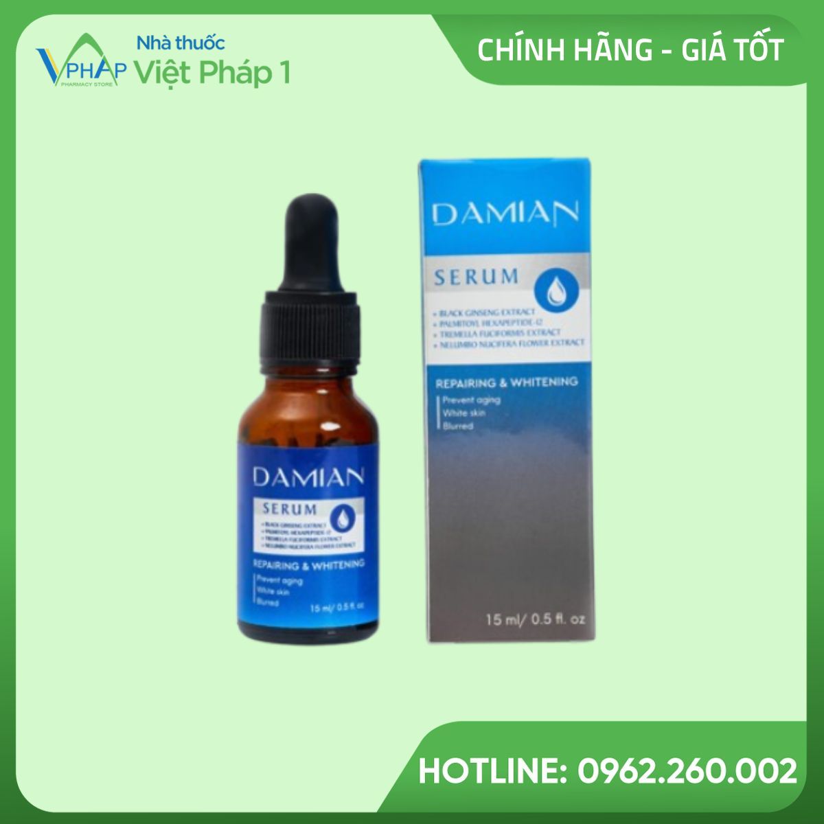 Hình ảnh hộp và lọ sản phẩm serum Damian