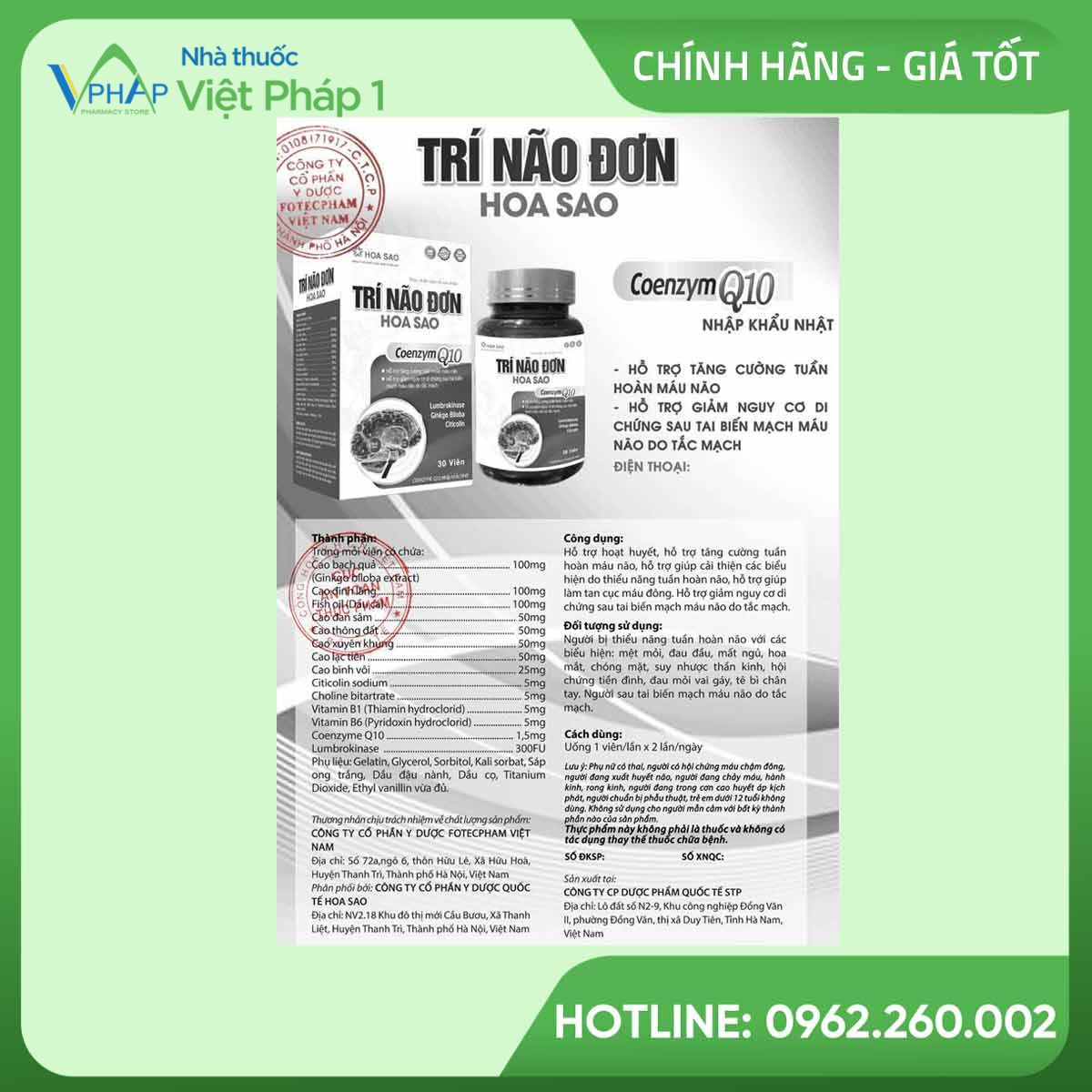 Thông tin được in trên tờ hướng dẫn sử dụng sản phẩm