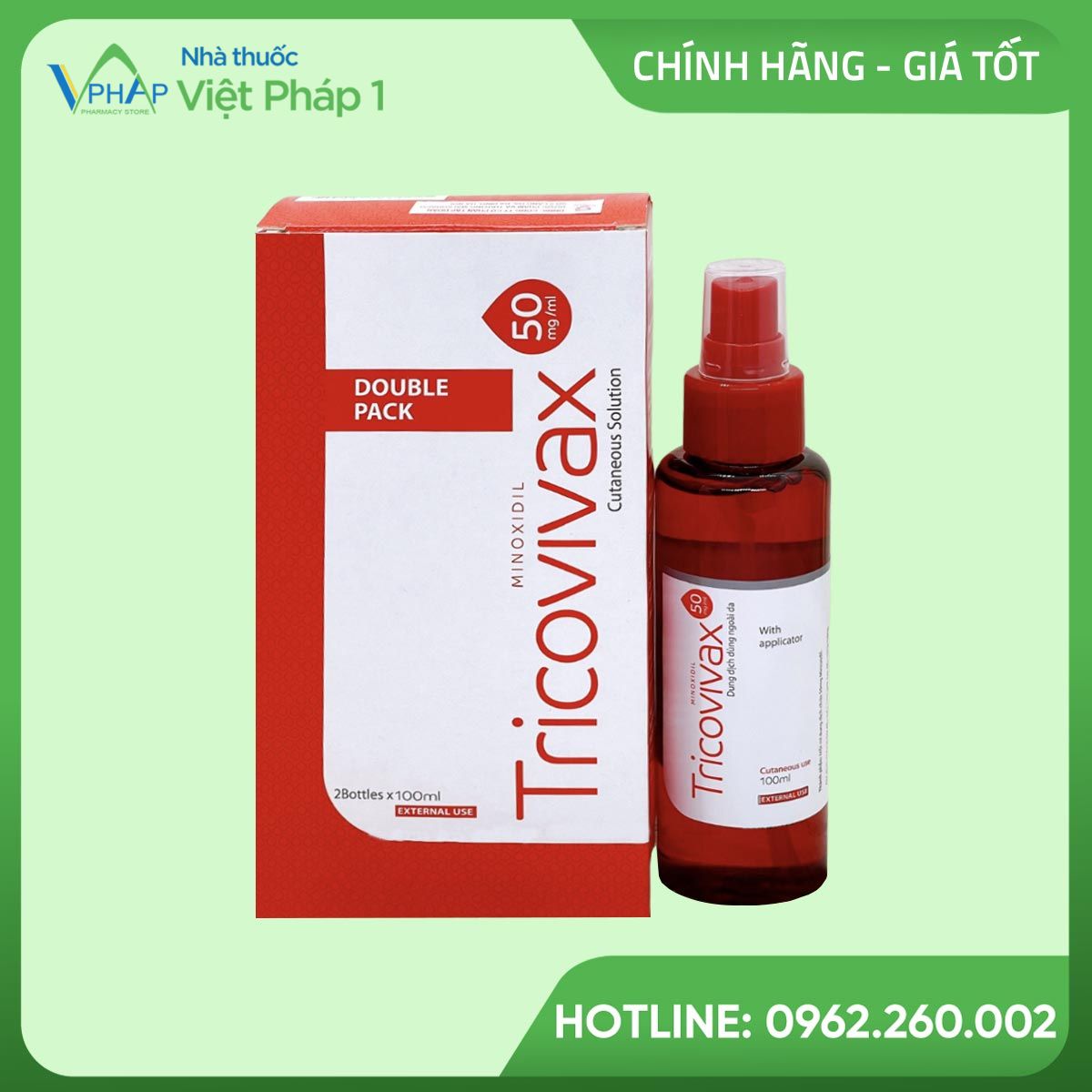 Hình ảnh: Hộp 2 chai thuốc Tricovivax 100ml