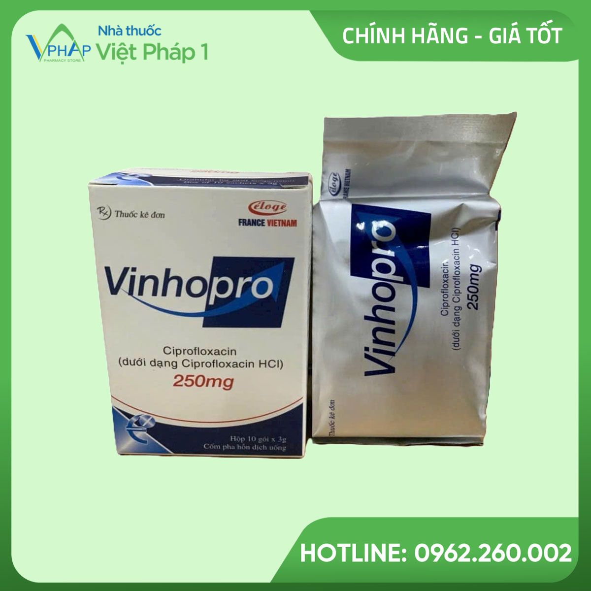 Hộp và túi thuốc Vinhopro 250