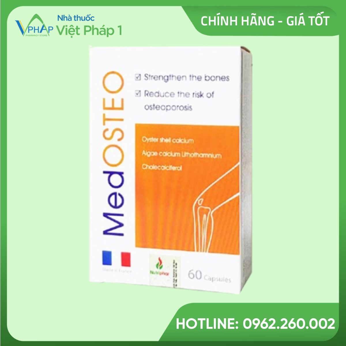 Hình ảnh mặt trước hộp sản phẩm Medosteo