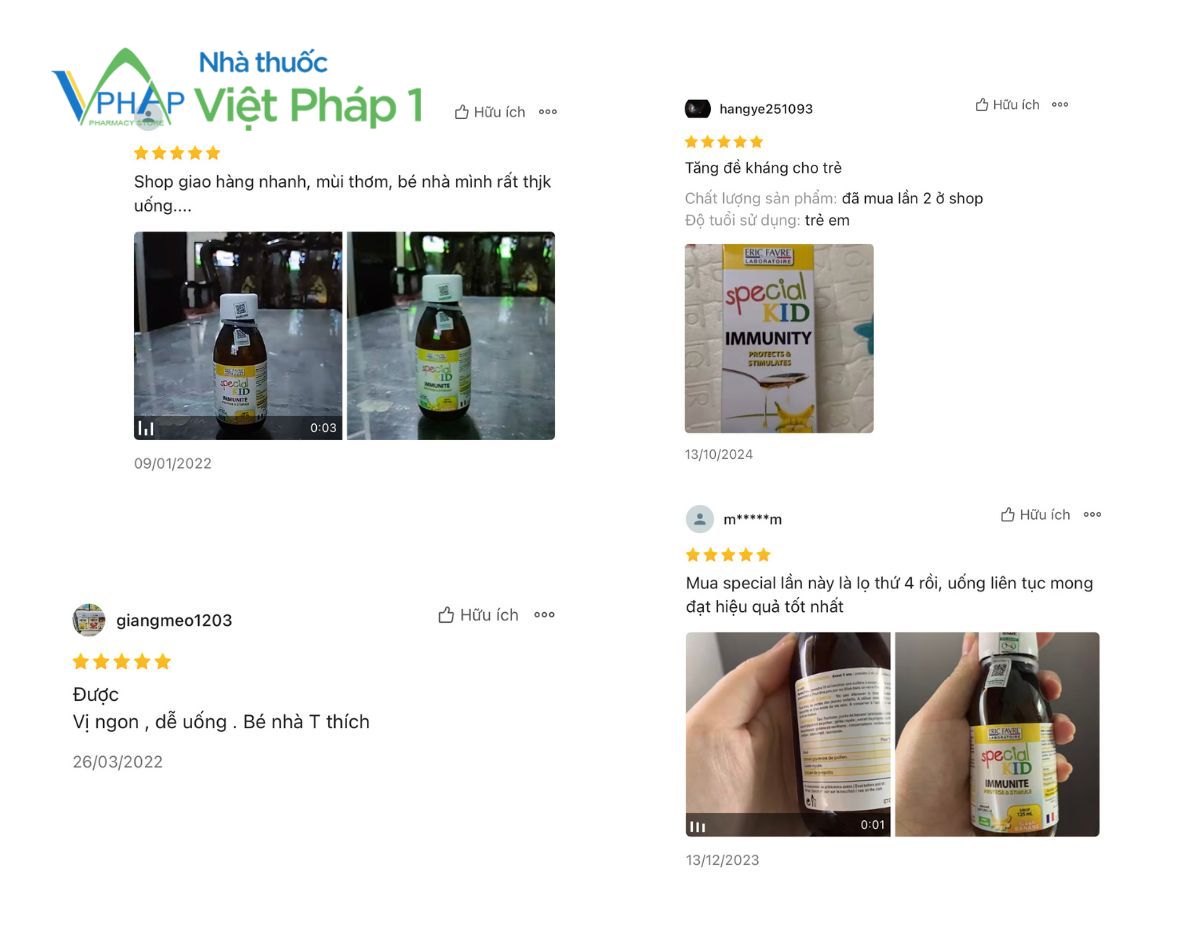 Đánh giá từ người dùng về sản phẩm Special Kid Immunite