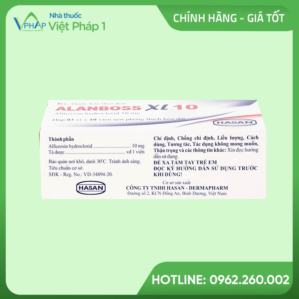 Thành phần sản phẩm thuốc AlanBoss XL 10