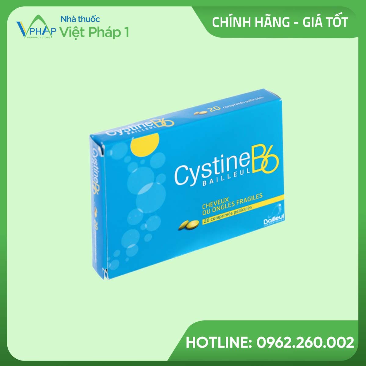 Cystine B6 Bailleul hộp 1 vỉ x 20 viên là thuốc không kê đơn được sản xuất tại Pháp