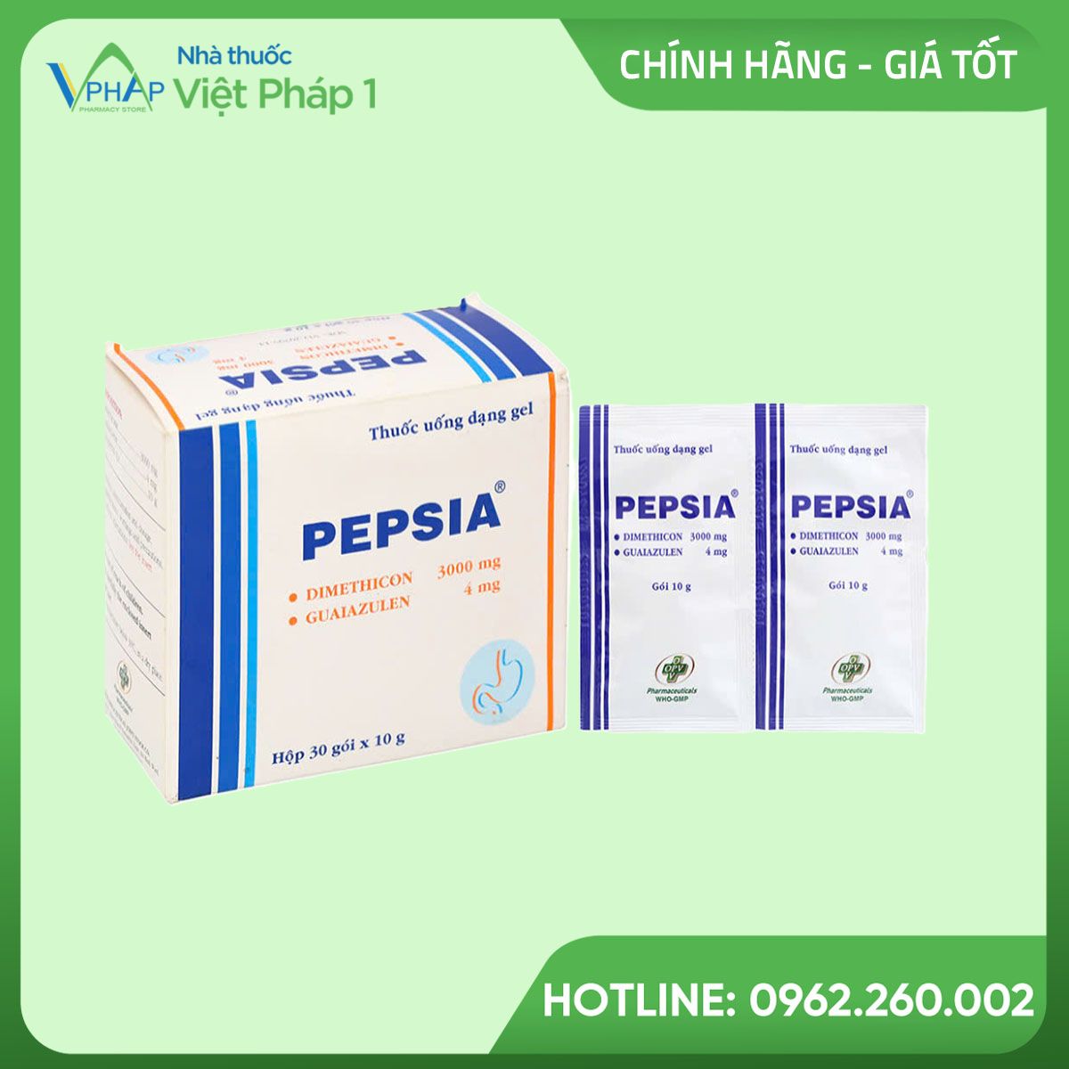 Hình ảnh hộp và gói thuốc Pepsia
