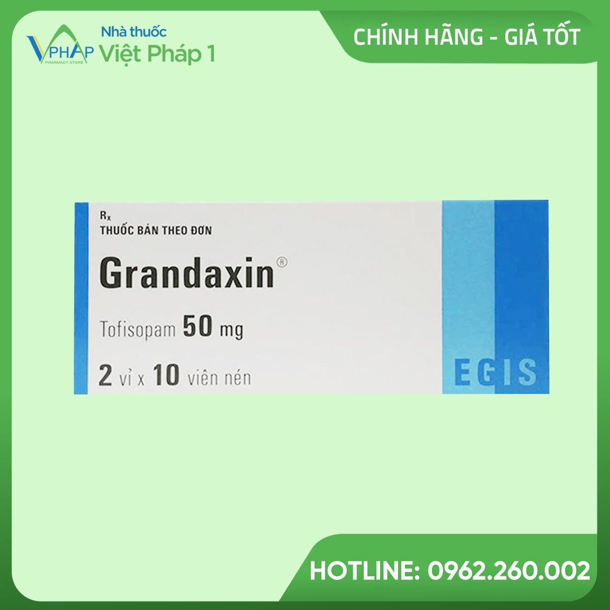 Hình ảnh mặt trước thuốc Grandaxin 50mg
