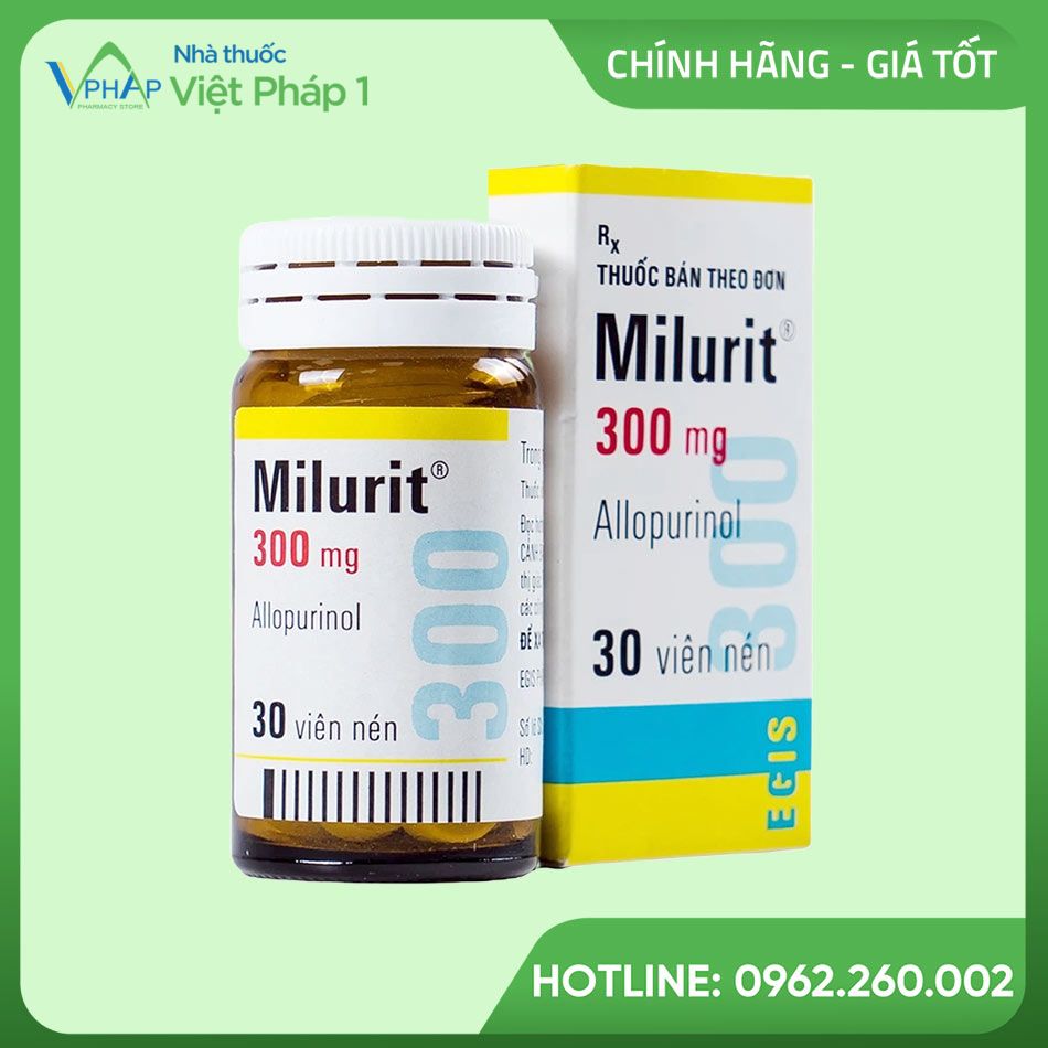 Hộp và lọ Milurit 300mg