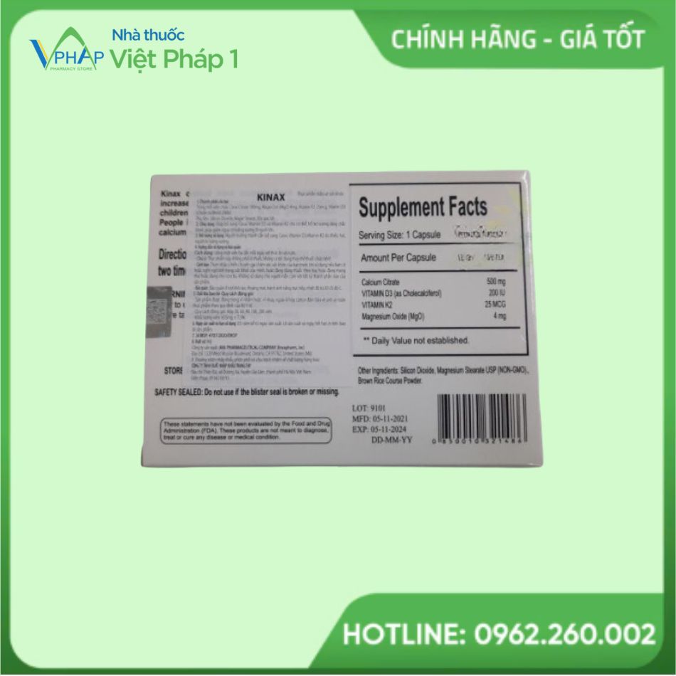 Thông tin sản phẩm Canxi Kinax
