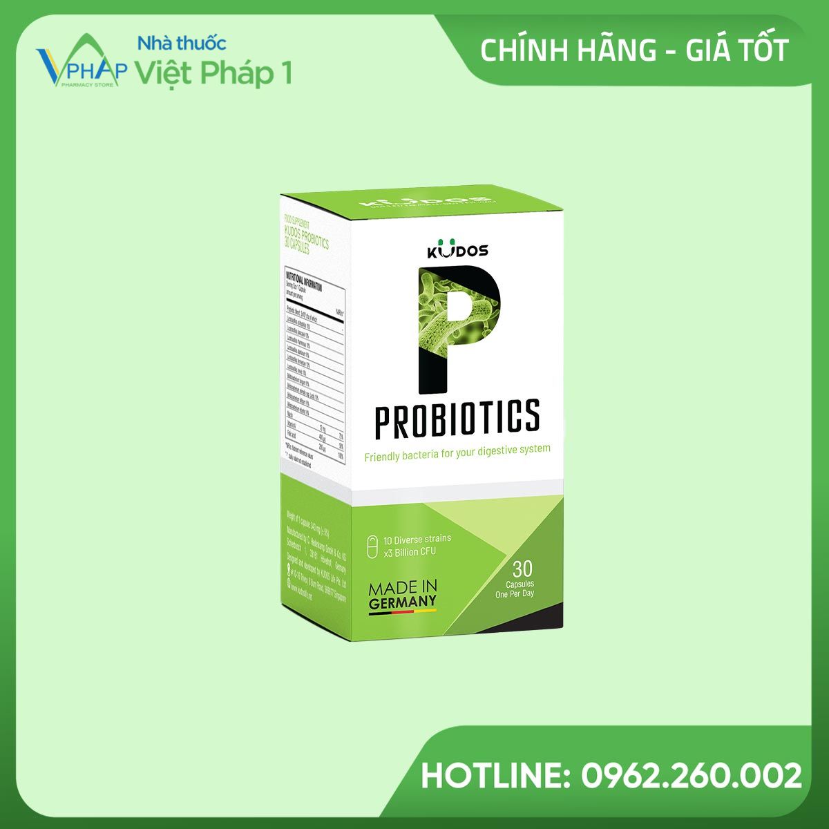 Kudos Probiotics hỗ trợ hệ tiêu hoá