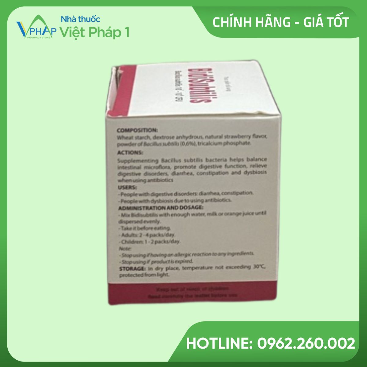 Hình ảnh mặt bên hộp BidiSubtilis