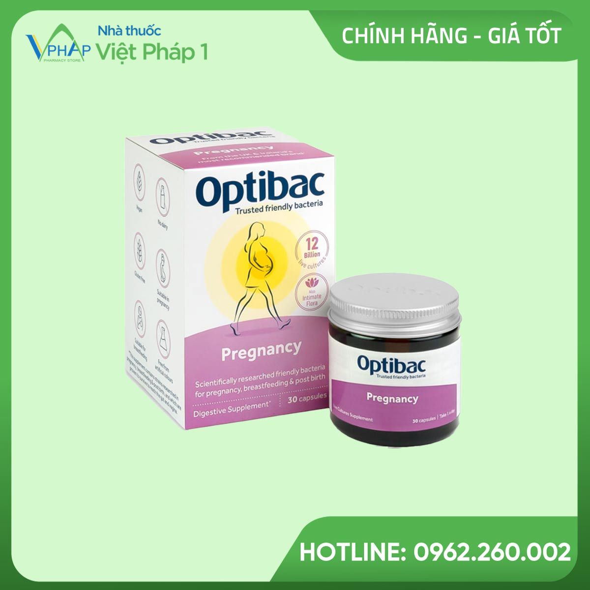Hình ảnh hộp và lọ Optibac Pregnancy